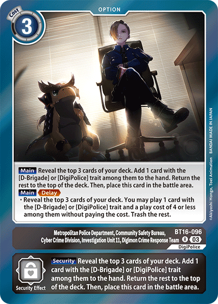 Metropolitan Police Department, Community Safety Bureau, Cyber Crime Division, Investigation Unit 11, Digimon Crime Response Team